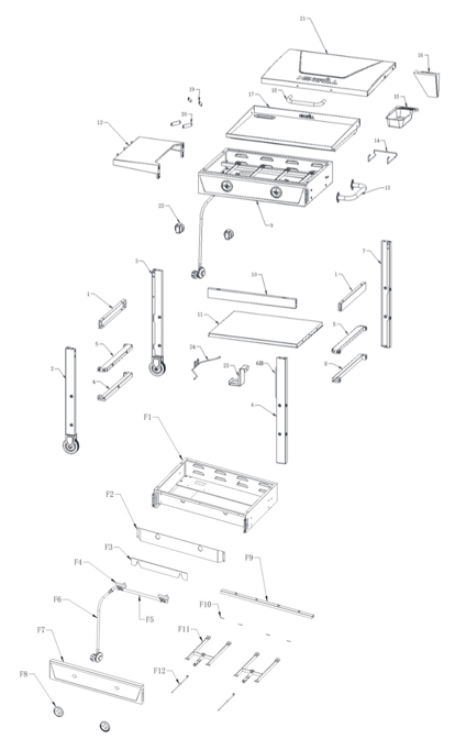 Replacement parts for Nexgrill Daytona Griddle 720-1115